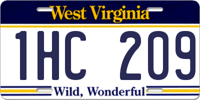 WV license plate 1HC209