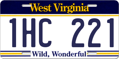 WV license plate 1HC221
