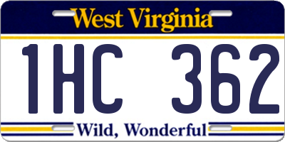 WV license plate 1HC362