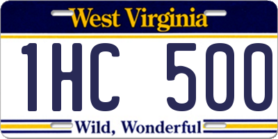 WV license plate 1HC500