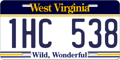 WV license plate 1HC538