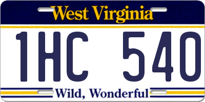 WV license plate 1HC540