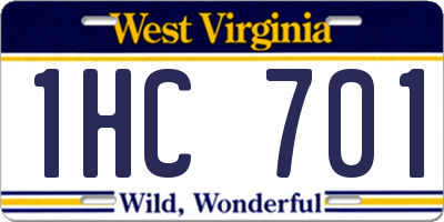 WV license plate 1HC701