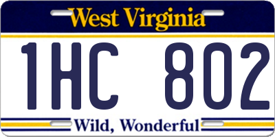 WV license plate 1HC802