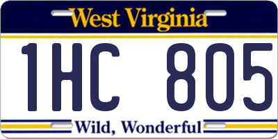 WV license plate 1HC805