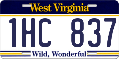 WV license plate 1HC837