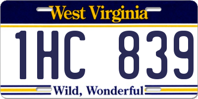 WV license plate 1HC839