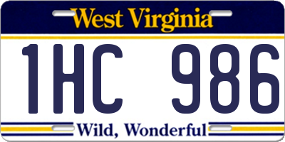 WV license plate 1HC986