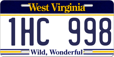 WV license plate 1HC998