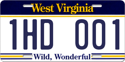 WV license plate 1HD001