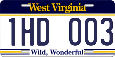 WV license plate 1HD003