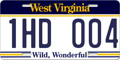 WV license plate 1HD004
