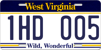 WV license plate 1HD005