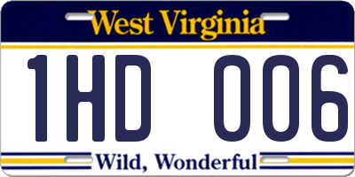 WV license plate 1HD006