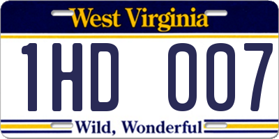WV license plate 1HD007