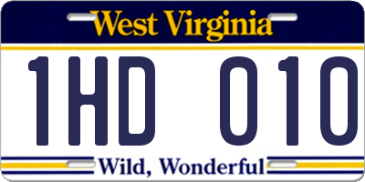 WV license plate 1HD010