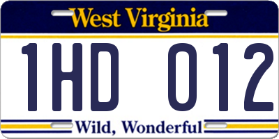 WV license plate 1HD012