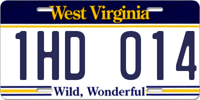 WV license plate 1HD014