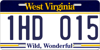 WV license plate 1HD015