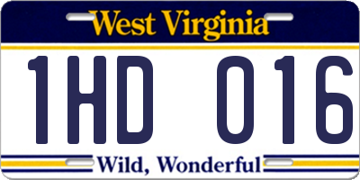 WV license plate 1HD016
