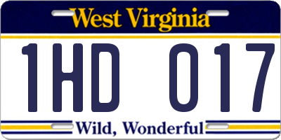 WV license plate 1HD017