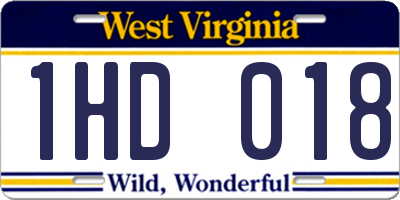 WV license plate 1HD018