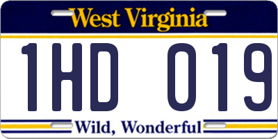 WV license plate 1HD019