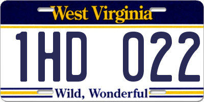 WV license plate 1HD022