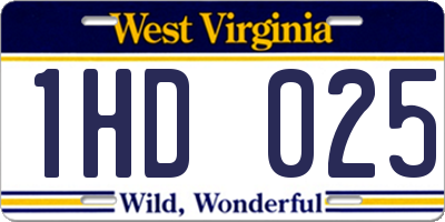 WV license plate 1HD025
