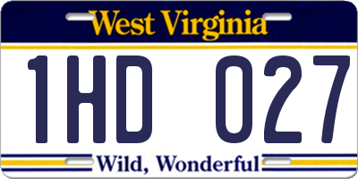 WV license plate 1HD027