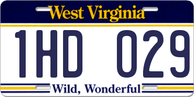 WV license plate 1HD029