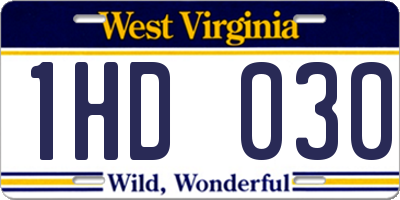 WV license plate 1HD030