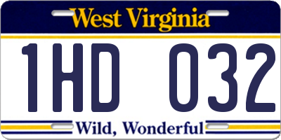 WV license plate 1HD032