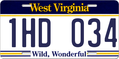 WV license plate 1HD034