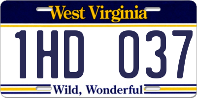 WV license plate 1HD037