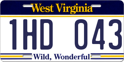WV license plate 1HD043