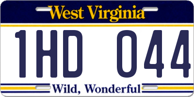 WV license plate 1HD044