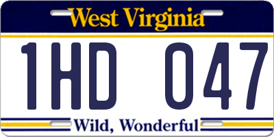 WV license plate 1HD047