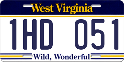 WV license plate 1HD051