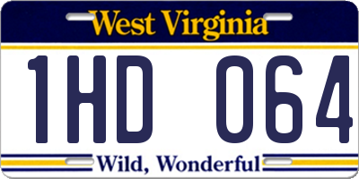 WV license plate 1HD064