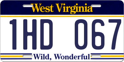 WV license plate 1HD067