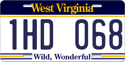 WV license plate 1HD068