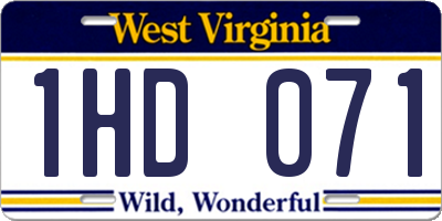 WV license plate 1HD071