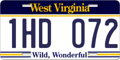 WV license plate 1HD072