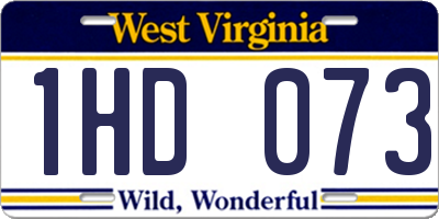 WV license plate 1HD073