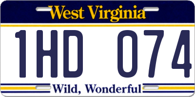 WV license plate 1HD074