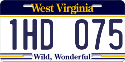 WV license plate 1HD075