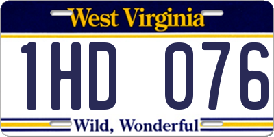 WV license plate 1HD076