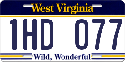 WV license plate 1HD077