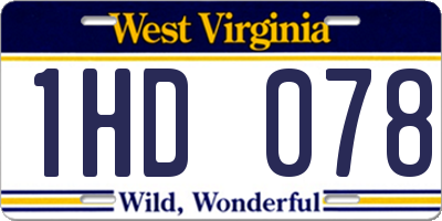 WV license plate 1HD078